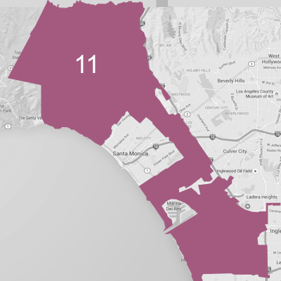 Map of Los Angeles highlighting Council District 11