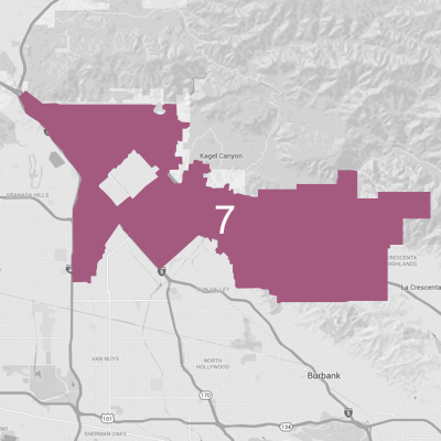 Map of Los Angeles Highlighting Council District 7