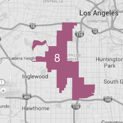 Map of Los Angeles highlighting Council District 8