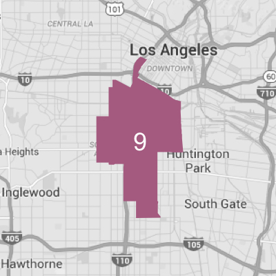 Map of Los Angeles highlighting Council District 9