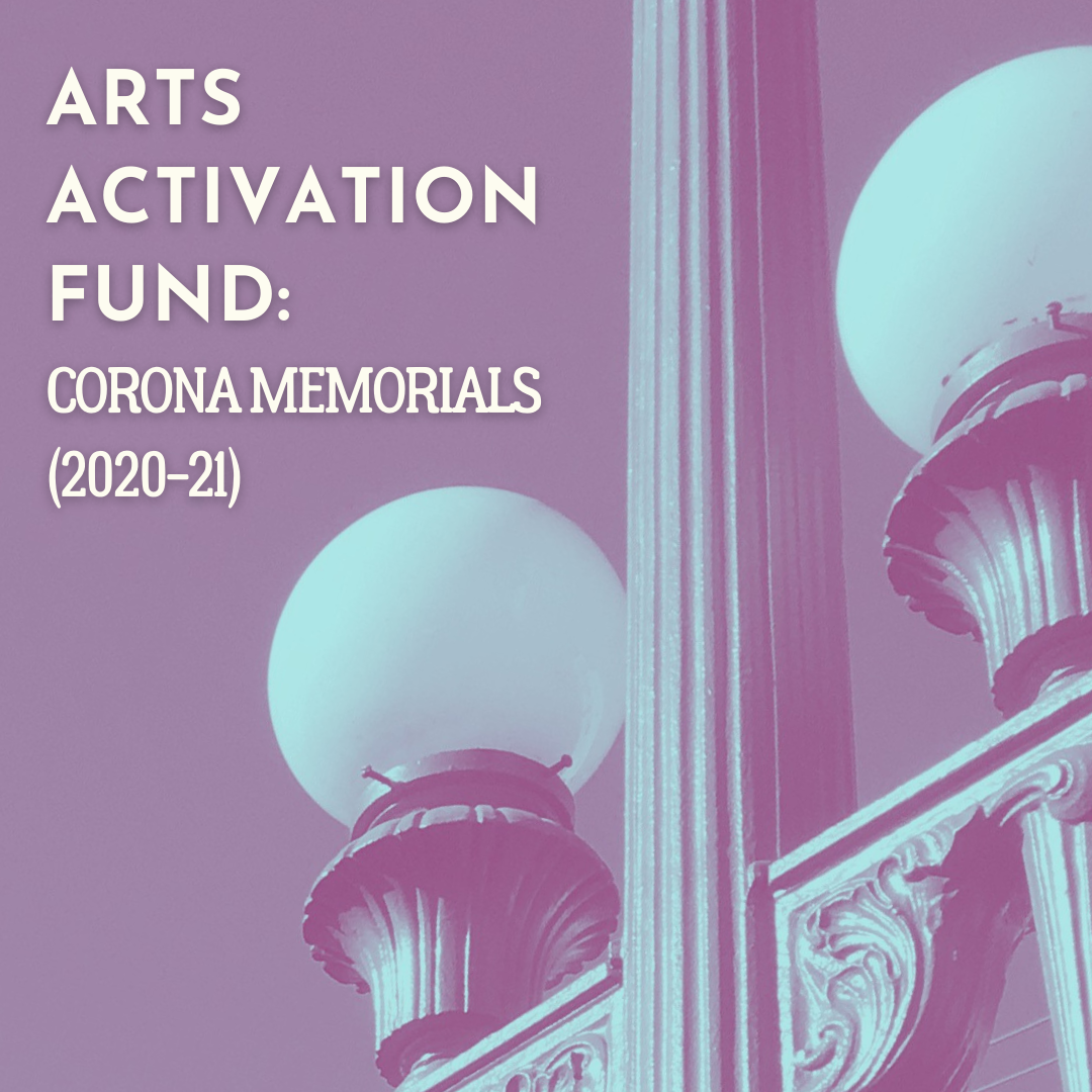 Arts Activation Fund: Corona Memorials (2020 - 2021). A pink and blue tinted photograph of a light post in Los Angeles