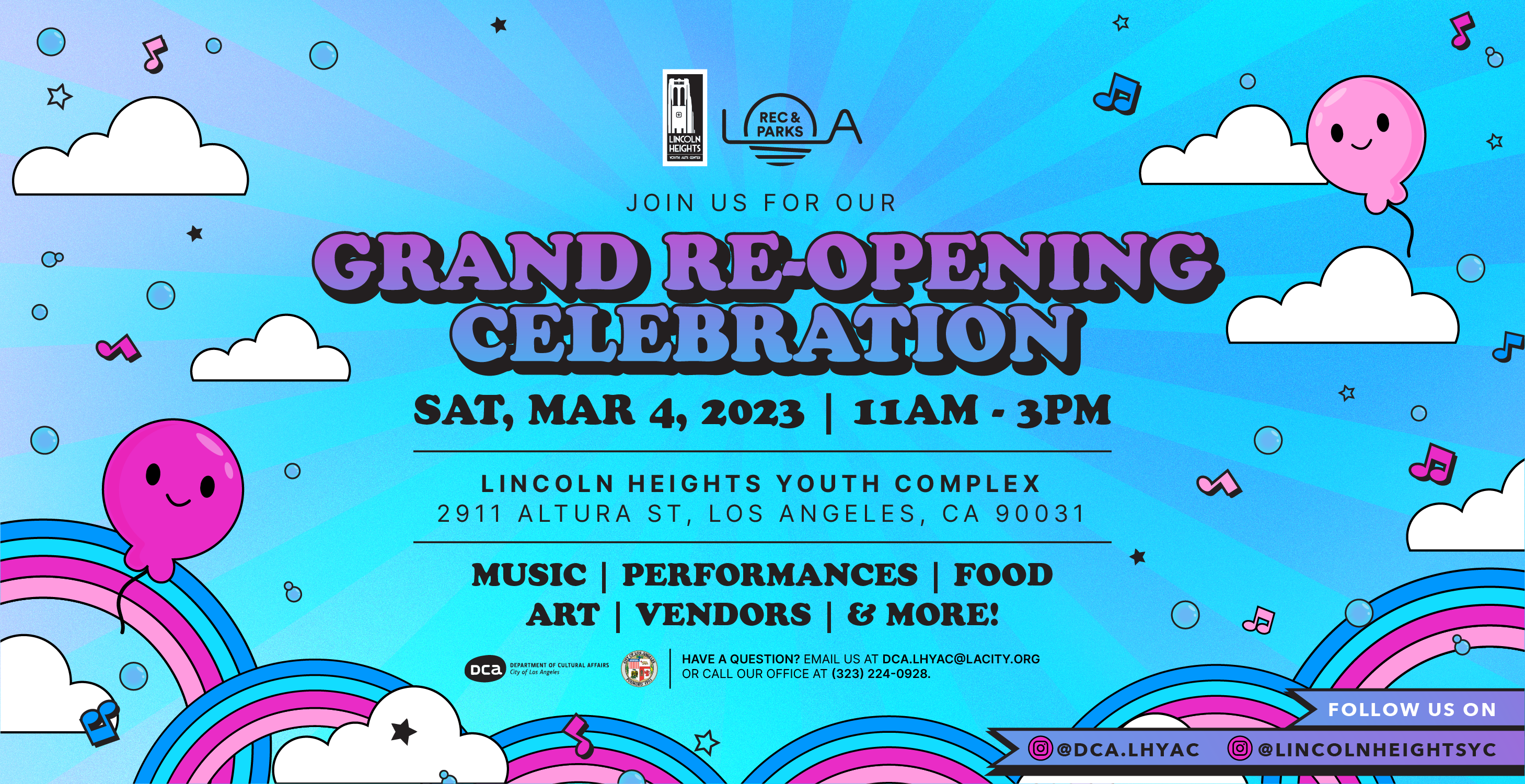 grand re-opening banner for Lincoln Heights Youth Complex